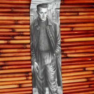 EUC VINTAGE RALPH MARLIN 1994 "James Dean Pose" by Jim Peterson B & W Tie